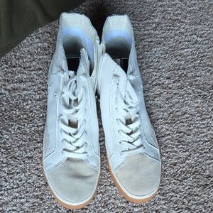 Womens Dolce Vita White and Tan High-Top Sneakers